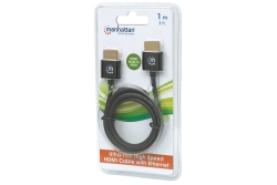 MANHATTAN HDMI-Kabel ultradünn mit Ethernet 1 m. schwarz