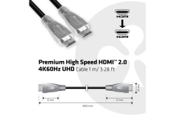 Club3D HDMI-Kabel A -> A 2.0 High Speed 4K60Hz UHD 1 Meter retail