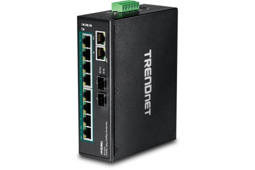 TRENDnet Industrie Switch 10 Port Gbit PoE+ DIN-Rail Metall