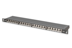 DIGITUS Patchpanel 0,5HE 24-Port Cat6 geschirmt schwarz
