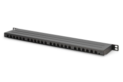 DIGITUS Patchpanel 0,5HE 24-Port Cat6 geschirmt schwarz