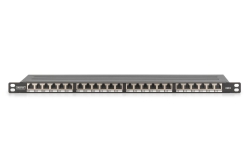 DIGITUS Patchpanel 0,5HE 24-Port Cat6 geschirmt schwarz