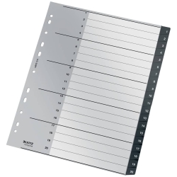 1211 Ordnerregister Recycle - 1-20, A4 extra breit, PP,...