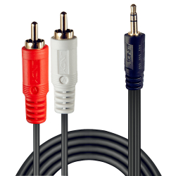 LINDY Audiokabel RCA 3.5mm/3m 2xRCA/3.5mm m/m vergoldet