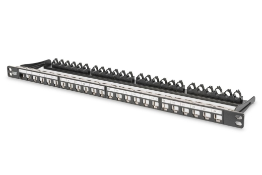 DIGITUS Patchpanel 0,5HE 24-Port Modular geschirmt schwarz