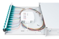 DIGITUS LWL Spleißbox 1HE bestückt 12x LC DX OM3 grau