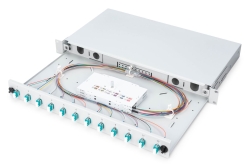 DIGITUS LWL Spleißbox 1HE bestückt 12x LC DX OM3 grau