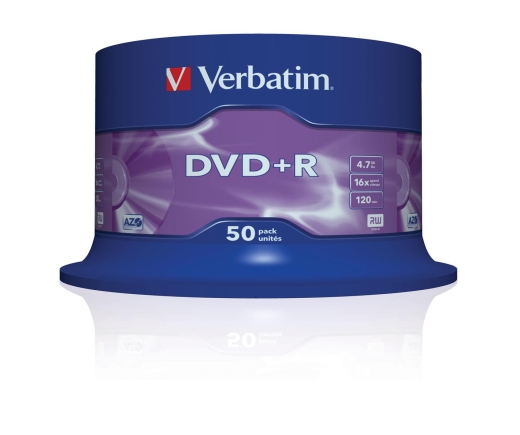 DVD+R Verbatim 4,7GB 50pcs Pack 16x Spindel azo silber retail
