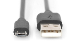 DIGITUS USB 2.0 Anschlusskabel Typ A -mikro B St/St 1,8m, sw