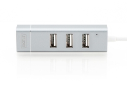 DIGITUS USB Adapter USB2.0/C -> RJ45 Ethernet+3-Port-Hub wei