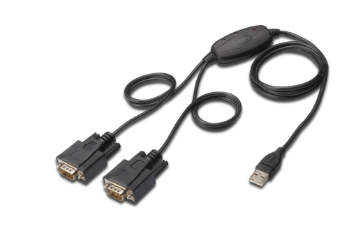 DIGITUS USB 2.0 Anschlusskabel 2.0 -2x RS232-Kabel 1.5m, sw