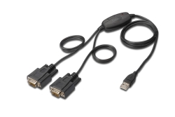 DIGITUS USB 2.0 Anschlusskabel 2.0 -2x RS232-Kabel 1.5m, sw
