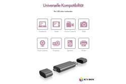 Adapter IcyBox ext. Kartenleser USB/microUSB/USB-C > SD/mSD retail