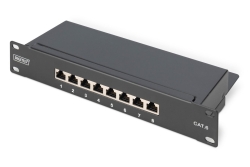 DIGITUS Patchpanel 1HE 8-Port Cat6 ClassE geschirmt schw.
