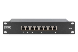 DIGITUS Patchpanel 1HE 8-Port Cat6 ClassE geschirmt schw.