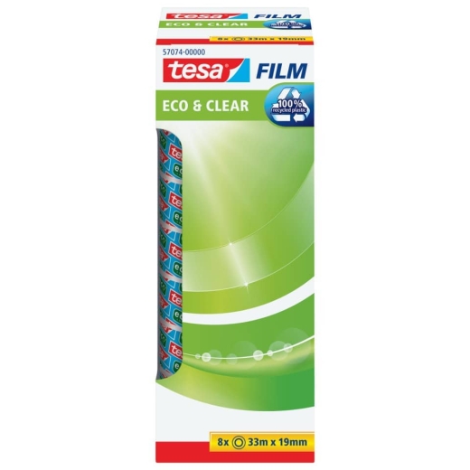 Klebefilm Eco & Clear Office Box - unsichtbar, 19 mm x 33 m, 8 Rollen