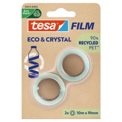 Klebefilm PET Eco & Crystal - 19mm x 10m, klar, 2 Rollen