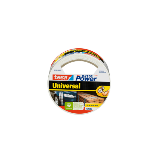 Gewebeklebeband extra Power® Universal, 10 m x 50 mm, weiß
