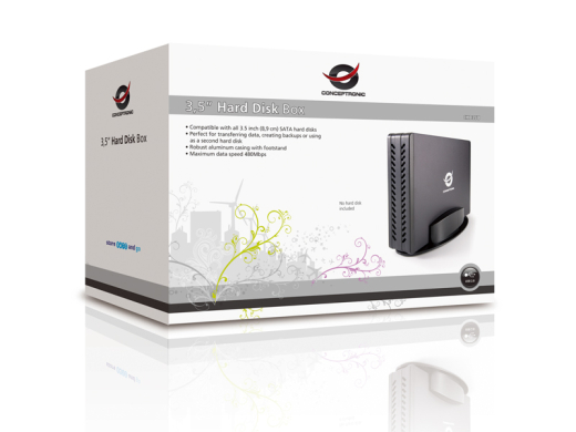 CONCEPTRONIC HDD Gehäuse 3.5SATA HDD/SSD USB-A2.0 480Mbs sw