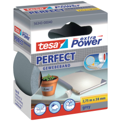 Gewebeklebeband extra Power Perfect - 2,75 m x 38 mm, grau