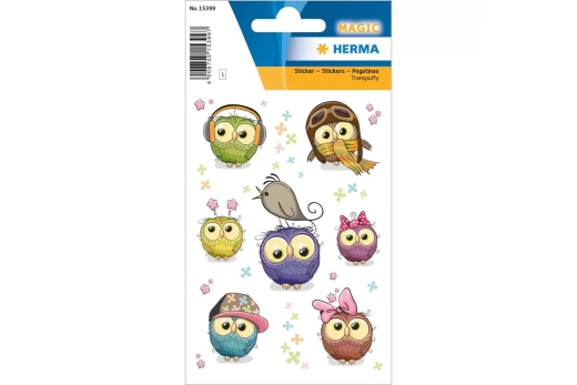 HERMA Sticker MAGIC Eulenkinder Transpuffy