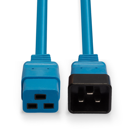 LINDY IEC-Netzverlängerung C19 auf C20 blau 1m extern bulk