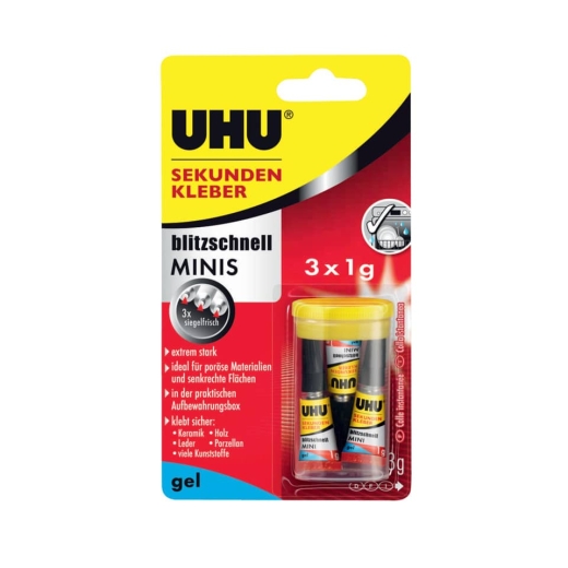 Sekundenkleber blitzschnell MINI Gel - 3x 1 g