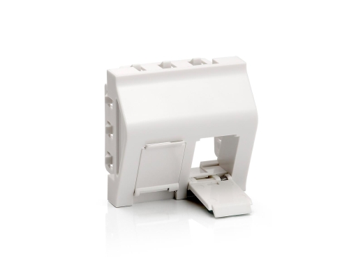 Equip Frontplatte 2xKeystone French abgew. 45x45mm RAL9010 Polybeutel