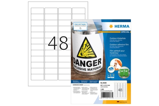 HERMA Etik. A4 Outdoor Klebefolie weiß 45,7x21,2mm 1920 St.