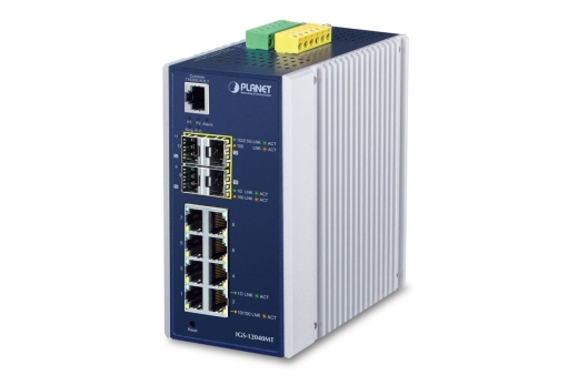 PLANET Industrial 8-Port 10/100/1000T + 4-Port 100/1000X