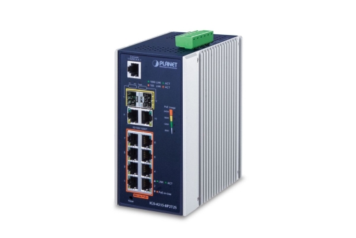 PLANET Industrial 8-Port 10/100/1000T 802.3at PoE + 2-Port