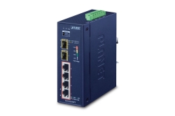 PLANET Industrial 4-Port 10/100/1000T 802.3at PoE + 2-Port