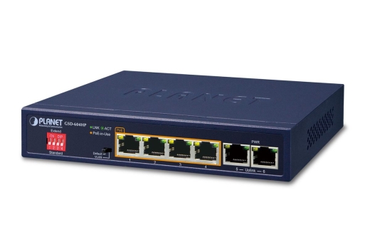 PLANET 4-Port 10/100/1000T 802.3at PoE + 2-Port