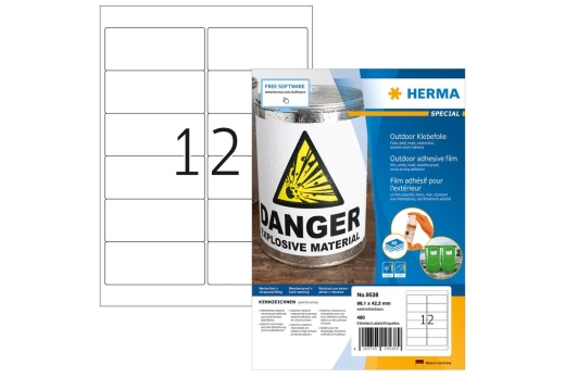 HERMA Etik. A4 Outdoor Klebefolie weiß 99,1x42,3mm 480 St.