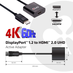 Club3D Adapter DisplayPort > HDMI 2.0 3D 4K60Hz aktiv...