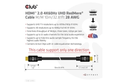 Club3D HDMI-Kabel A -> A 2.0 RedMere 4K60Hz UHD 10 Meter retail
