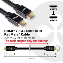 Club3D HDMI-Kabel A -> A 2.0 RedMere 4K60Hz UHD 15 Meter retail