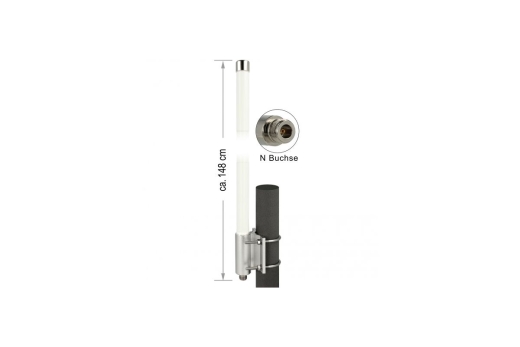 DELOCK Antenne LoRa omnidir. N-Bu 8dBi 147cm outd. weiß