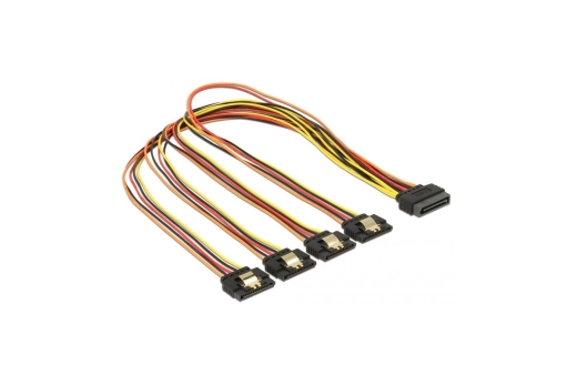 DELOCK Stromkabel 4x 15Pin SATA -> 2x 15Pin SATA St/Bu 50cm