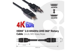 Club3D HDMI-Kabel A -> A 2.0 360° Drehbar 4K60Hz UHD 2 Meter retail