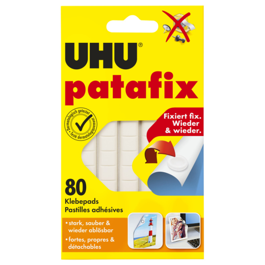 Klebestücke patafix Original - 80 Stück, weiß, ablösbar