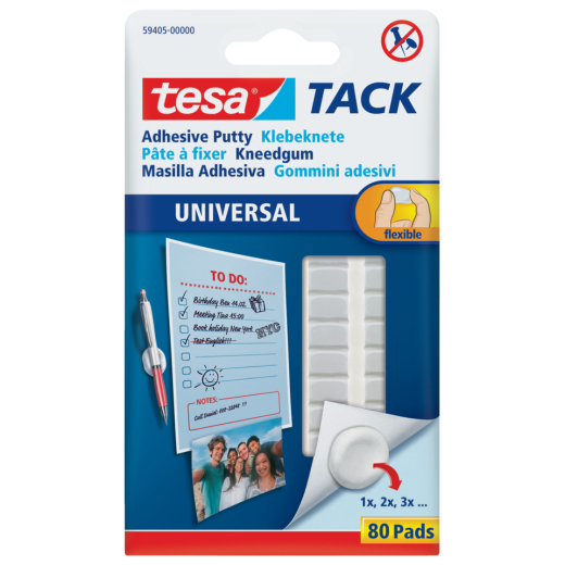 Tack® Klebeknete - 80 Stück, 50g, ablösbar, weiß