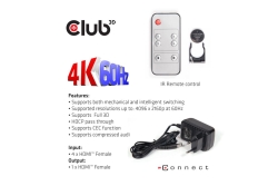 Club3D HDMI Switchbox 4 Eingänge -> 1 Ausgang 4K60Hz UHD retail