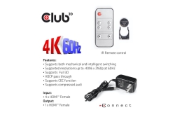 Club3D HDMI Switchbox 4 Eingänge -> 1 Ausgang 4K60Hz UHD retail