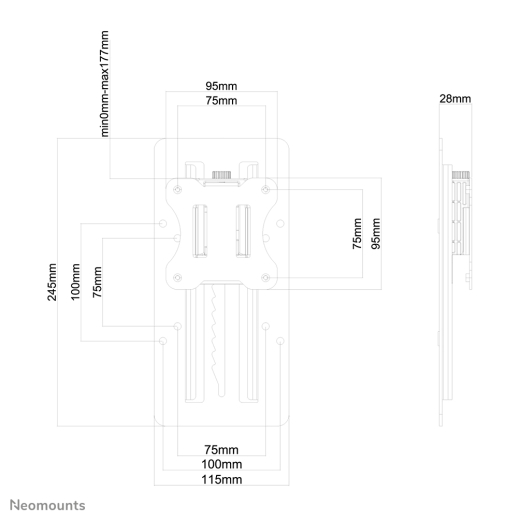 Neomounts Adapterpl. Höhenverstellb. 1TFT schwarz Max.8KG