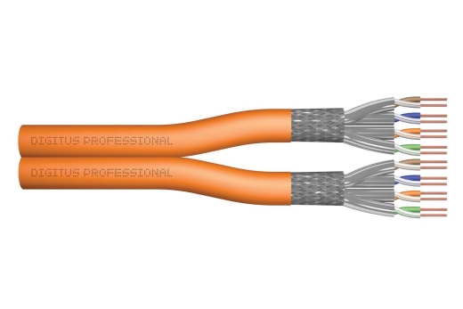 DIGITUS Instal-kab Cat7 S/FTP tw.Pair 100m oran AWG23/1 Dupl