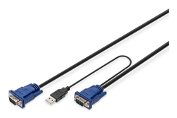 DIGITUS KVM-Kabel D-Sub15 -> USB+D-Sub15 St/St 5.00m