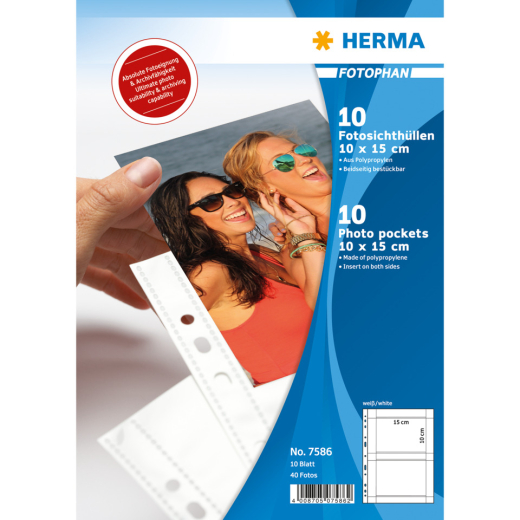 7586 Fotophan 100 x 150 mm quer weiß 10 Hüllen
