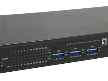 LevelOne PoE+Switch 24xFE PoE/2xSFP 380W 19unmanaged Metall