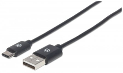 MANHATTAN USB 2.0 Typ C-Kabel C-Stecker/A-Stecker 0,5m schw